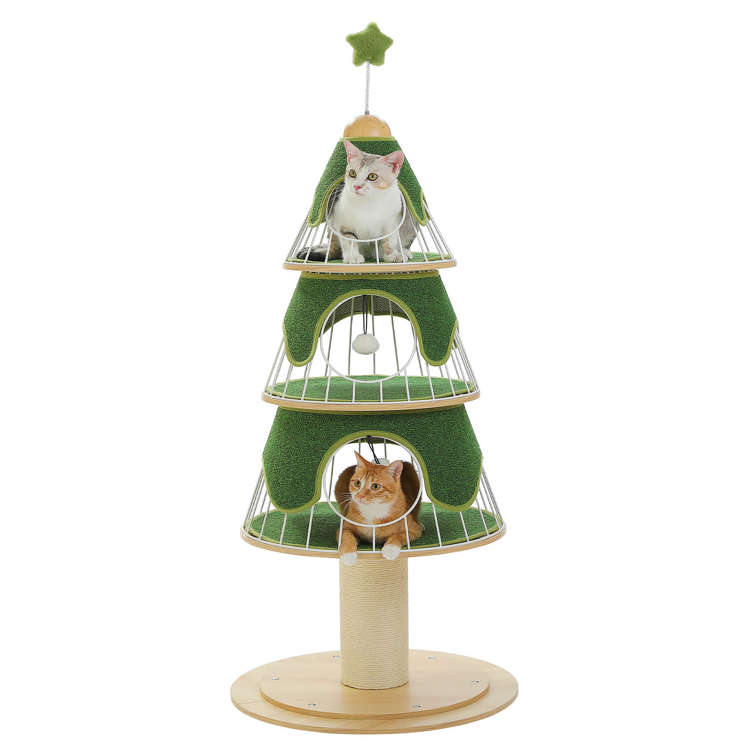 Modern Christmas Cat Tree with Metal Frame & Condos for Large Cats