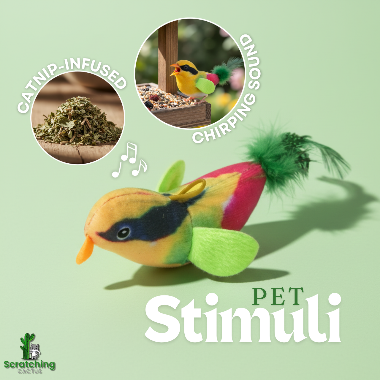 Interactive Indoor Hanging Bird Toy for Cats with Sound & Catnip